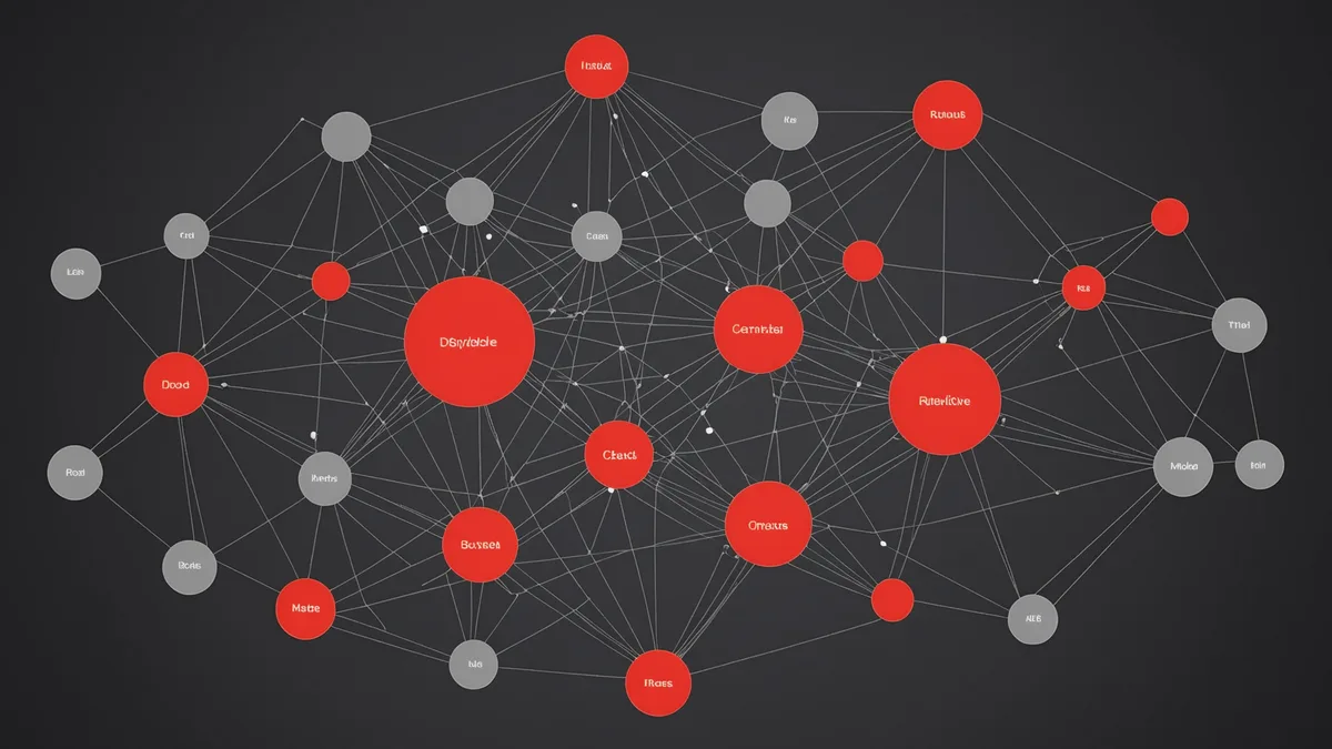 Network of assets with varying criticality levels shown by node size and color